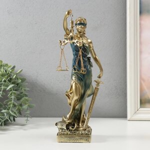 Сувенир полистоун "Богиня Фемида" золотистый с синим 28х7х8 см