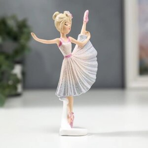 Сувенир полистоун "Девочка-балерина в бело-голубом платье и розовых пуантах" 13х3х8 см (6 шт)
