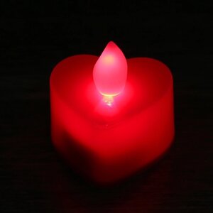 Свеча светодиодная «Сердечко», горит красным (24 шт)