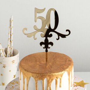 Топпер для торта «50», 1318 см, цвет золото