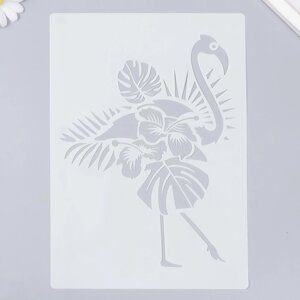 Трафарет пластик "Фламинго и пальмовые листья" 29,7х21 см (5 шт)