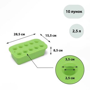 Ящик для рассады, 29 16 8,5 см, 2,5 л, 10 лунок, зелёный, Greengo