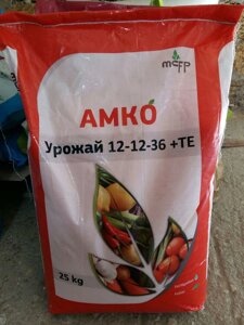 Урожай AMKO | АМКО. 25 кг. Формула NPK (12-12-36) + МЭ. Комплексное минеральное водорастворимое удобрение