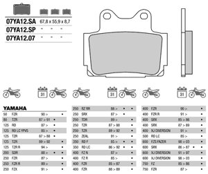 07YA12SA колодки тормозные мото (FDB386)