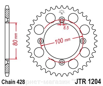 10110-49 звезда задняя (ведомая) стальная, 428, AFAM (JTR1204.49) от компании Интернет-магазин "Scrat" - фото 1