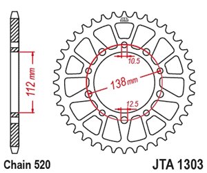 11509-42 звезда задняя (ведомая) алюминиевая, 520, AFAM (JTA1303.42)