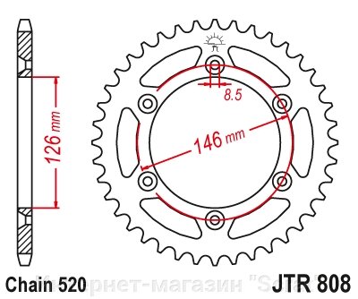 14203-50 звезда задняя (ведомая) стальная , 520, AFAM (JTR808.50) от компании Интернет-магазин "Scrat" - фото 1