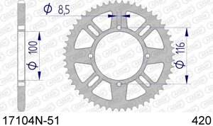 17104N-51 звезда задняя (ведомая) алюминиевая, анодированная, 420, AFAM