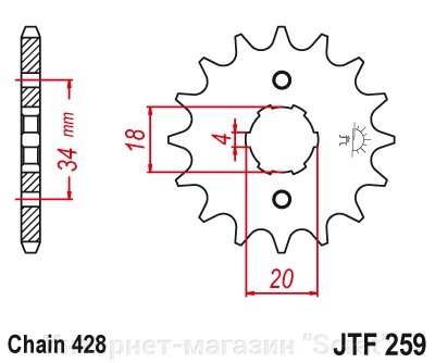 20200-14 звезда передняя (ведущая) стальная , 428, AFAM (JTF259-14) от компании Интернет-магазин "Scrat" - фото 1