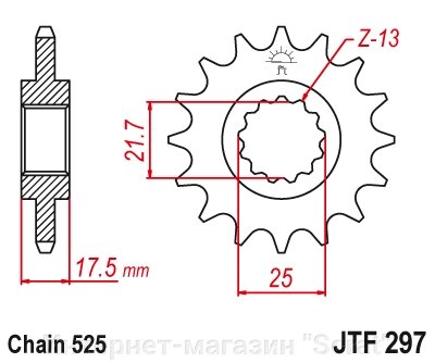 20405-15 звезда передняя (ведущая) стальная , 525, AFAM (JTF297.15) от компании Интернет-магазин "Scrat" - фото 1