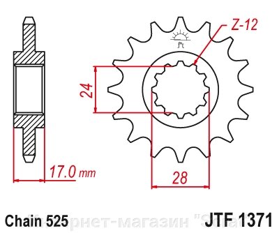 20515-15 звезда передняя (ведущая) стальная , 525, AFAM (JTF1371.15) от компании Интернет-магазин "Scrat" - фото 1