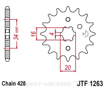 21200-14 звезда передняя (ведущая) стальная , 428, AFAM (JTF1263.14) от компании Интернет-магазин "Scrat" - фото 1