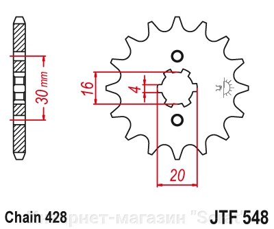 21207-14 звезда передняя (ведущая) стальная , 428, AFAM (JTF548.14) от компании Интернет-магазин "Scrat" - фото 1