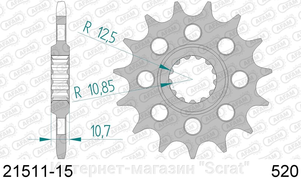 21511-15 звезда передняя (ведущая) стальная , 520, AFAM от компании Интернет-магазин "Scrat" - фото 1