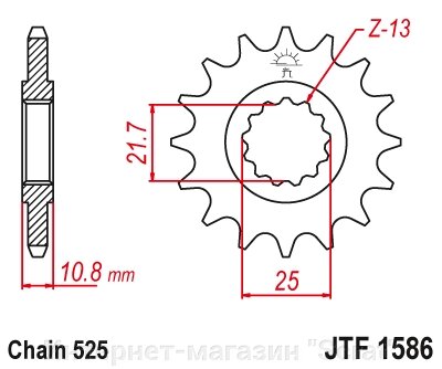 21606-16 звезда передняя (ведущая) стальная , 525, AFAM (JTF1586.16) от компании Интернет-магазин "Scrat" - фото 1