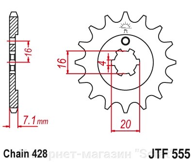 24100-13 звезда передняя (ведущая) стальная , 428, AFAM (JTF555.13) от компании Интернет-магазин "Scrat" - фото 1