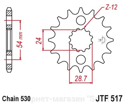 24601-18 звезда передняя (ведущая) стальная , 530, AFAM (JTF517.18) от компании Интернет-магазин "Scrat" - фото 1