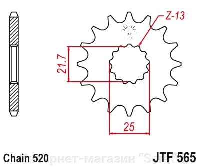 27500+13 звезда передняя (ведущая) стальная самоочищающаяся, 520, AFAM (JTF565.13) от компании Интернет-магазин "Scrat" - фото 1