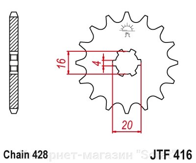 28200-13 звезда передняя (ведущая) стальная , 428, AFAM (JTF416.13) от компании Интернет-магазин "Scrat" - фото 1