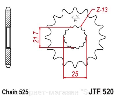 28401-16 звезда передняя (ведущая) стальная , 525, AFAM (JTF520.16) 28401OEM-16 от компании Интернет-магазин "Scrat" - фото 1