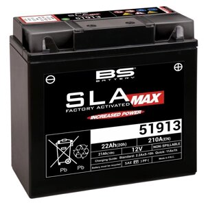 51913 (FA) аккумулятор BS SLA MAX, 12в, 21 ач, 210 а 182x77x168, обратная (51913)