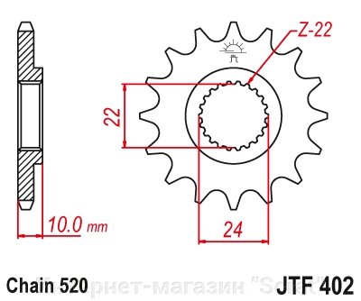 61301-16 звезда передняя (ведущая) стальная , 520, AFAM (JTF402.16) от компании Интернет-магазин "Scrat" - фото 1