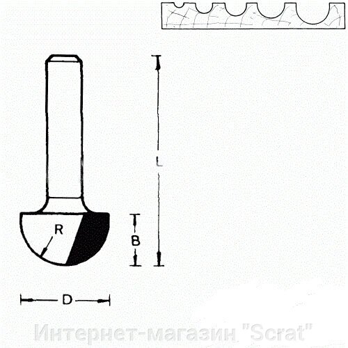 711648 Фреза (D): 12,7 mm (B): 7,9 mm (L): 38 mm (R): 6,3 (754083) Хвостовик 8 mm от компании Интернет-магазин "Scrat" - фото 1