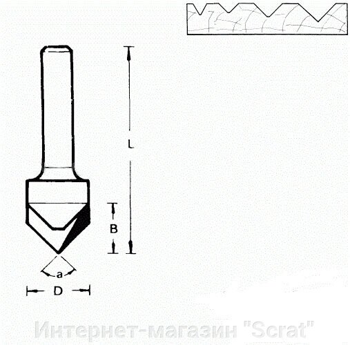 711688 Фреза (D): 12,7 mm (B): 12,7 mm (L): 44 mm (A): 90° Хвостовик 8 mm от компании Интернет-магазин "Scrat" - фото 1