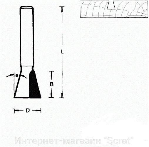 711706 Фреза (D): 12,7 mm (B): 12,7 mm (L): 44 mm (A): 140° Хвостовик 6 mm от компании Интернет-магазин "Scrat" - фото 1