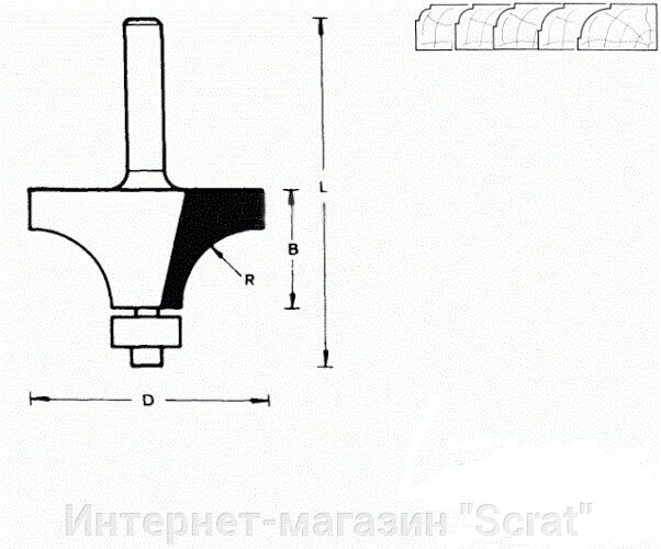 711808 Фреза (D): 38,1 mm (B): 19,1 mm (L): 55 mm (R): 12,7 mm (754095) Хвостовик 8 mm от компании Интернет-магазин "Scrat" - фото 1