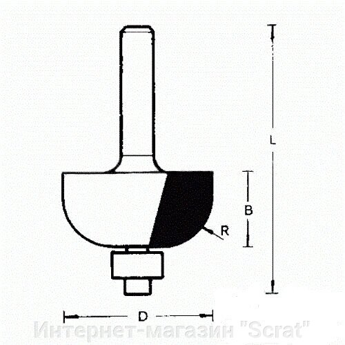 711836 Фреза (D): 22,2 mm (B): 14,3 mm (L): 52 mm (R): 6,3 mm (754017) Хвостовик 6 mm от компании Интернет-магазин "Scrat" - фото 1