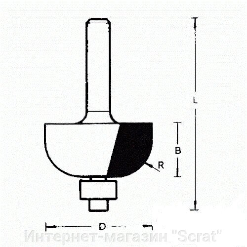 711858 Фреза (D): 28,6 mm (B): 14,3 mm (L): 52 mm (R): 9,5 mm (754086) Хвостовик 8 mm от компании Интернет-магазин "Scrat" - фото 1