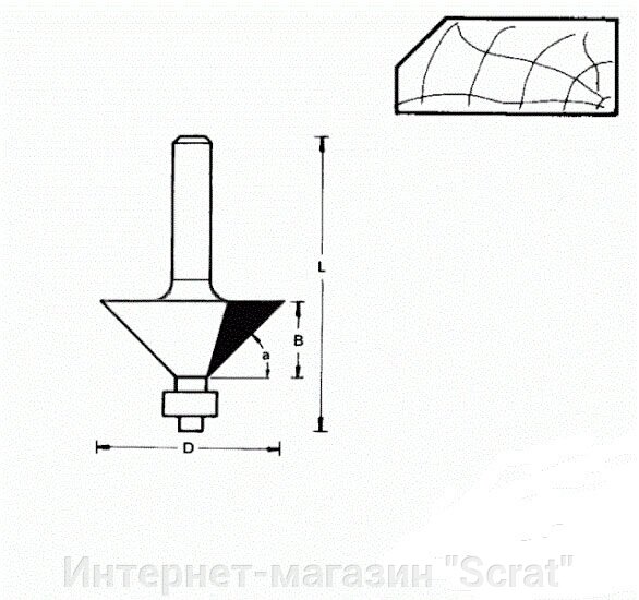 711876 Фреза (D): 31,8 mm (B): 12,7 mm (L): 50 mm (A): 45° (754037) Хвостовик 6 mm от компании Интернет-магазин "Scrat" - фото 1