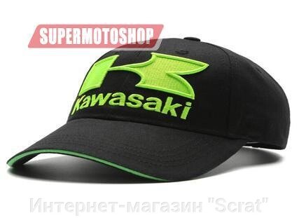 Бейсболка Kawasaki чёрный/зелёный от компании Интернет-магазин "Scrat" - фото 1