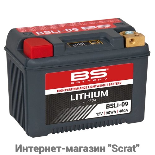 BSLI-09 Аккумулятор BS-Lithium 12В 6 Ач, 90 Wh, 480A 148x86x105, прямая ( +/- ) от компании Интернет-магазин "Scrat" - фото 1