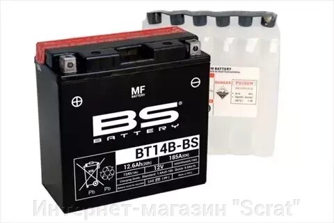 BT14B-BS Аккумулятор BS AGM, 12В, 12 Ач 185 A  150x69x145, прямая ( +/- ), (YT14B-BS) от компании Интернет-магазин "Scrat" - фото 1