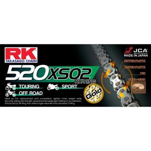 Цепь для мотоцикла RK Japan 520XSO2-120GB CL (RX-Ring, защелка)
