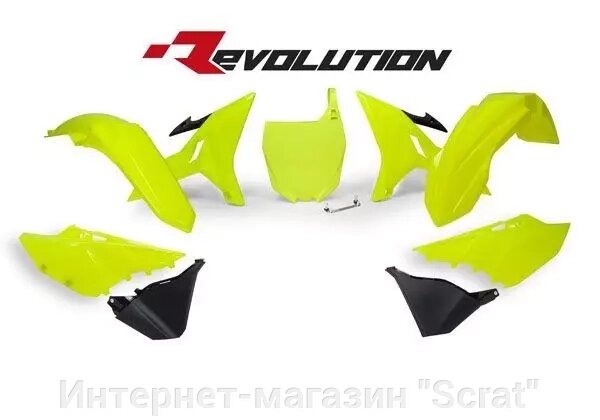 Комплект пластика YZ125-250 02-21 # WR/YZ-X250 16-22 # YZ-X125 20-22 Revolution неон желтый/черный от компании Интернет-магазин "Scrat" - фото 1