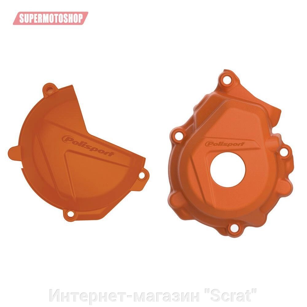 Комплект защиты сцепления и крышки зажигания Polisport SXF250/300 (16) (оранж.) от компании Интернет-магазин "Scrat" - фото 1