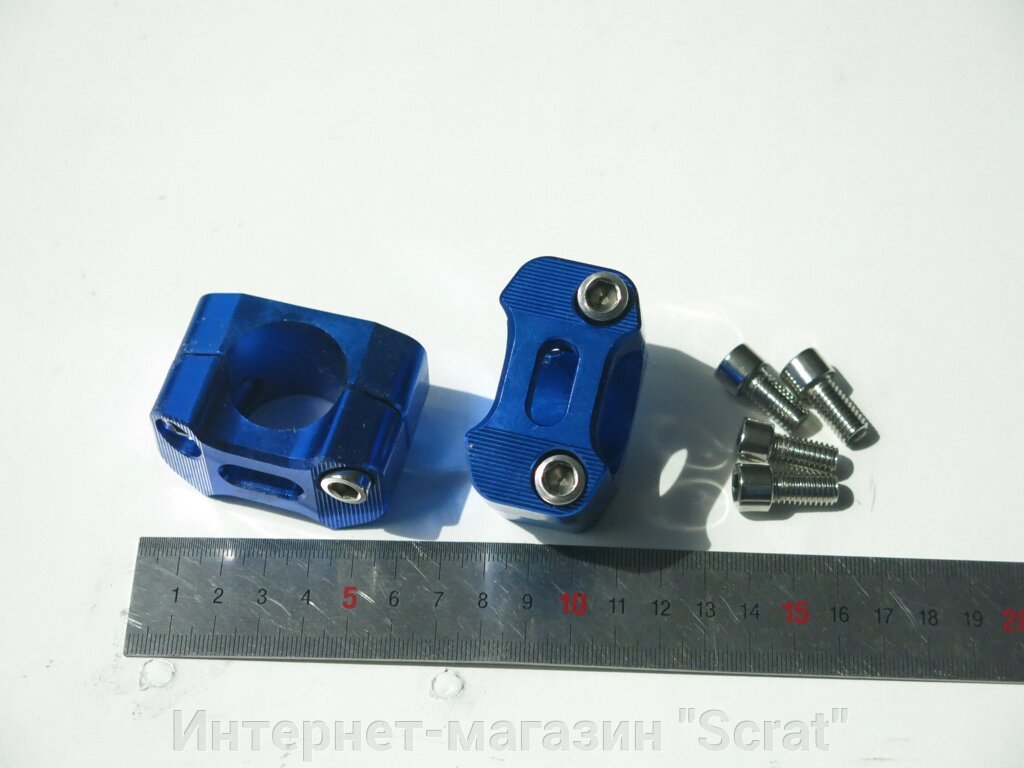 Крепление руля адаптер с 22мм на 28,6 синее от компании Интернет-магазин "Scrat" - фото 1