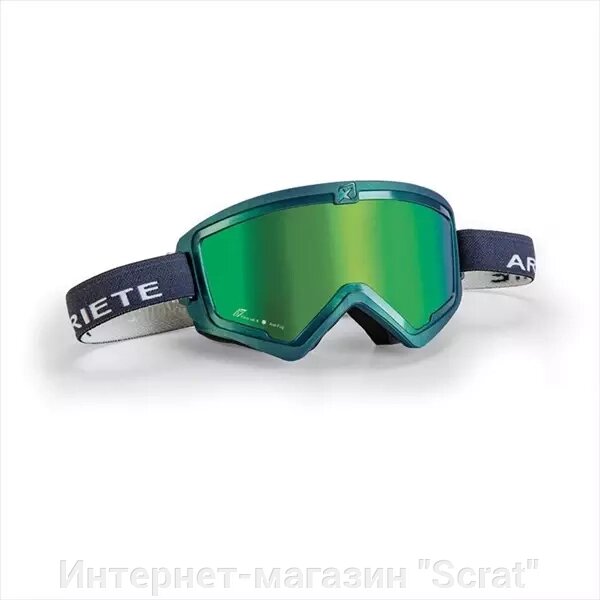 Кроссовые очки (маска) MUDMAX RACER - METALLIC GREEN - GREEN LENS - GREY STRAP от компании Интернет-магазин "Scrat" - фото 1