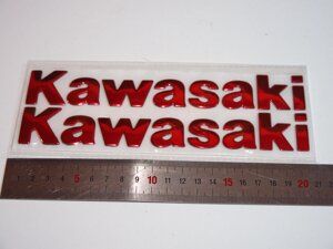 Наклейки на бак Kawasaki красные 19,5см