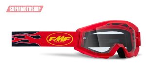 Очки мотокросс / эндуро FMF Powercore Flame Red - прозрачная линза