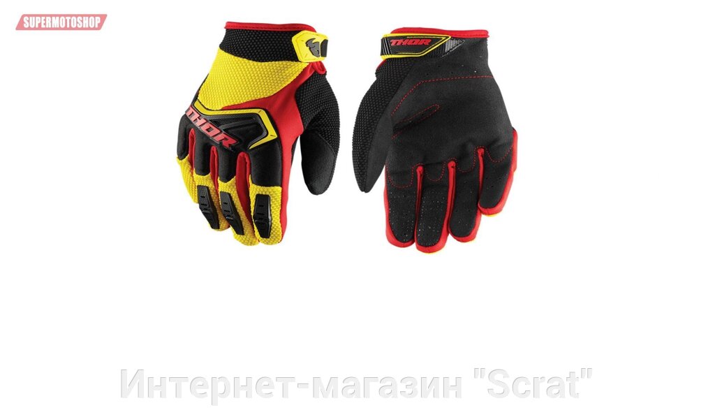 Перчатки кроссовые Thor Spectrum S8 MX желтый красный XL от компании Интернет-магазин "Scrat" - фото 1
