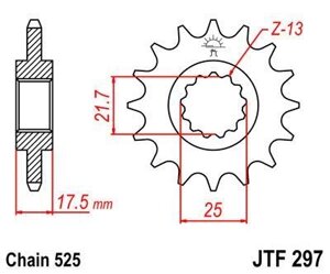 Звезда мотоциклетная JT JTF297.15RB с демпфером
