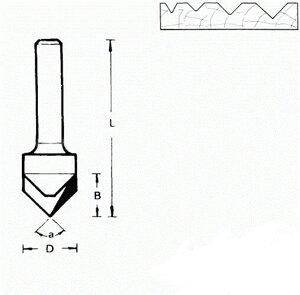 711676 Фреза (D): 12,7 mm (B): 16 mm (L): 45 mm (A): 60° (754018) Хвостовик 6 mm