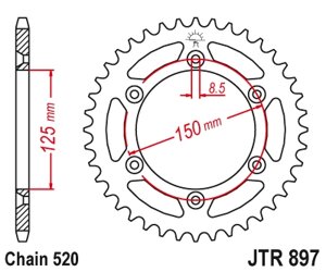 Звезда ведомая для мотоцикла JTR897.45