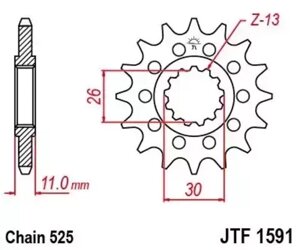 Звезда мотоциклетная JT JTF1591.16RB с демпфером