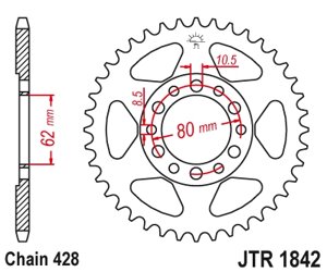 12203-45 звезда задняя (ведомая) стальная, 428, AFAM (JTR1842.45)