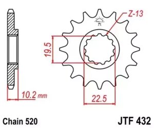 Звезда мотоциклетная JT JTF432.14SC самоочищающаяся
